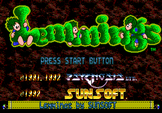 Lemmings title screen for Sega Genesis